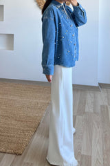 Pearl Denim Embellish Shirt