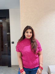 Mila Pleated Top ( Hot Pink )