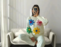 3 D Flower Knit Sweater