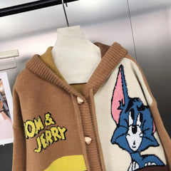 Tom & Jerry Knitted Hoodie Cardigan