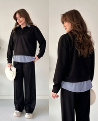 Layered Shirt-Sweatshirt Co-Ord Set