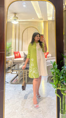 Kimaya Pleated Dress( Green Tone )