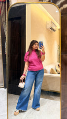 Mila Pleated Top ( Hot Pink )