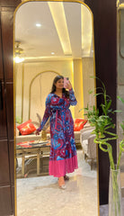 Riza Printed Dress ( Blue Tone )