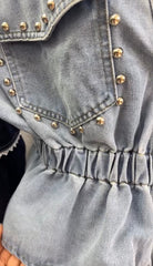 Rose Denim Embellish Blouse