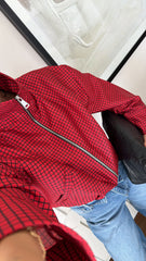 Crimson Check Puffer Jacket
