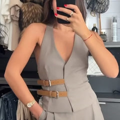 Belted Halter Vest Top