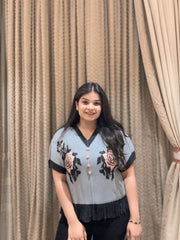 Iara Pleated Top ( Grey Tone )