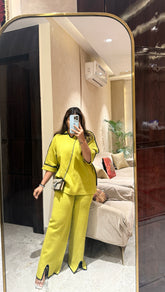 Knit Coord Set With Contrast Trim