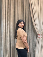 Lira Pleated Top ( Camel Tone)