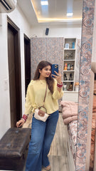 Freya Lace Pleated Top( Yellow Tone )