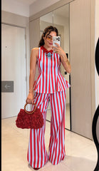 Candy Stripe Pemplum Coord Set