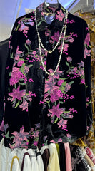 Velvet Printed Blouse