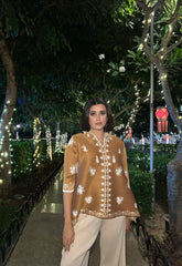 Caramel Glow Pleated Coord Set