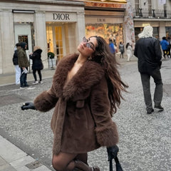 Mocha Snowy Fur Coat