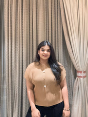 Lira Pleated Top ( Camel Tone)