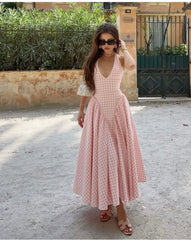 Kyna Plaid Halter Dress