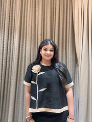 Lea Pleated Top ( Black Tone )