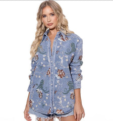 Hirya Embriodery Denim Shirt ( luxe limited Collection)