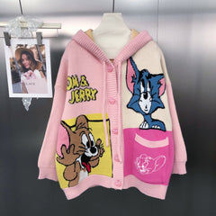 Tom & Jerry Knitted Hoodie Cardigan