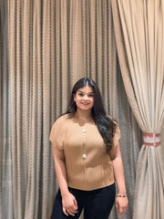Lira Pleated Top ( Camel Tone)