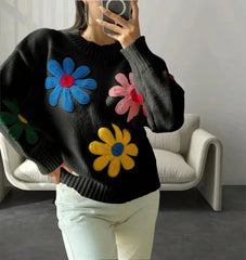 3 D Flower Knit Sweater