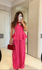 Candy Stripe Pemplum Coord Set
