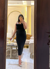 Arina Feather Dress( Black)