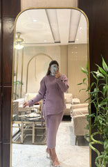 Soft Knit Rosewood Sweater With Skirt Set