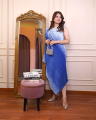 Aqua Ombre Asymmetric Gown