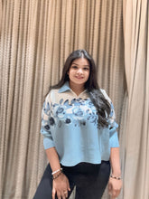 Eya Pleated Top ( Blue Tone)