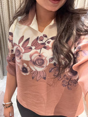 Eya Pleated Top ( Brown Tone )