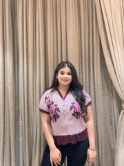 Iara Pleated Top ( Purple Tone )