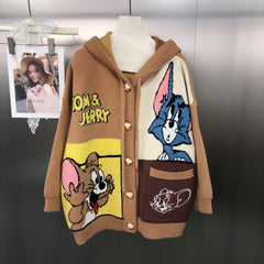 Tom & Jerry Knitted Hoodie Cardigan