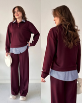 Layered Shirt-Sweatshirt Co-Ord Set