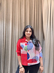 Nova Pleated Top ( Red Tone )