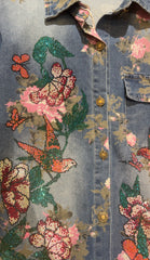 Floral and Bird Embellish Shirt ( Luxe )