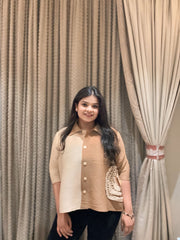 Zora Pleated Shirt ( Camel Tone )