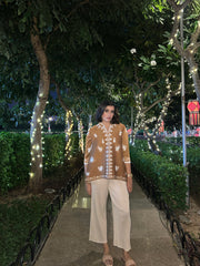 Caramel Glow Pleated Coord Set