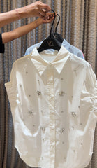 Gleam Drawstring Sleeve Embellish Shirt