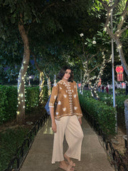Caramel Glow Pleated Coord Set