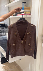 Luxe Beaded Knit V-Neck Vest