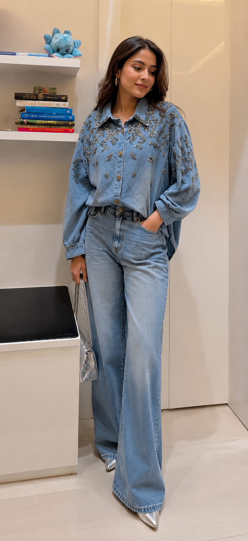 Aroy Embellish Denim Shirt