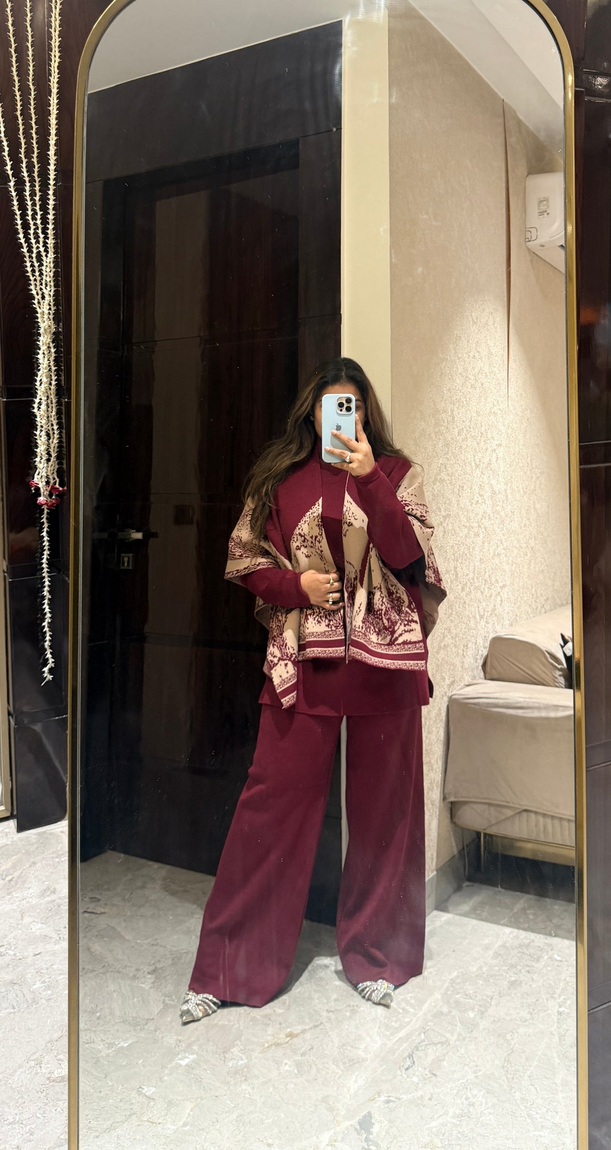 Timeless Print Knitted Cape Set