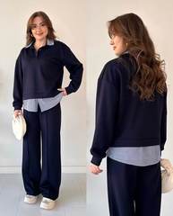 Layered Shirt-Sweatshirt Co-Ord Set