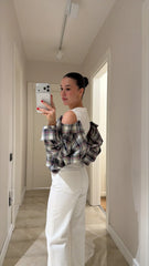 Azure Plaid Blouse