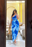 Adelina Pleated Dress ( Blue Tone)