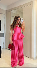 Candy Stripe Pemplum Coord Set