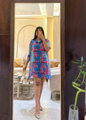 Sutton Pleated Dress ( Blue Tone )