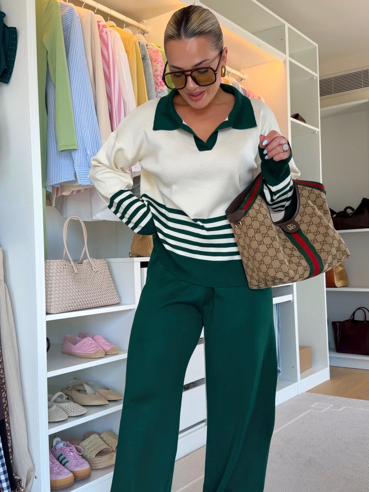 Emerald Luxe Stripe Coord Set